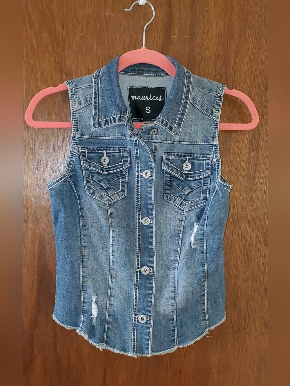 Maurices Sleeveless Denim Button-Front Vest Top Sz Small